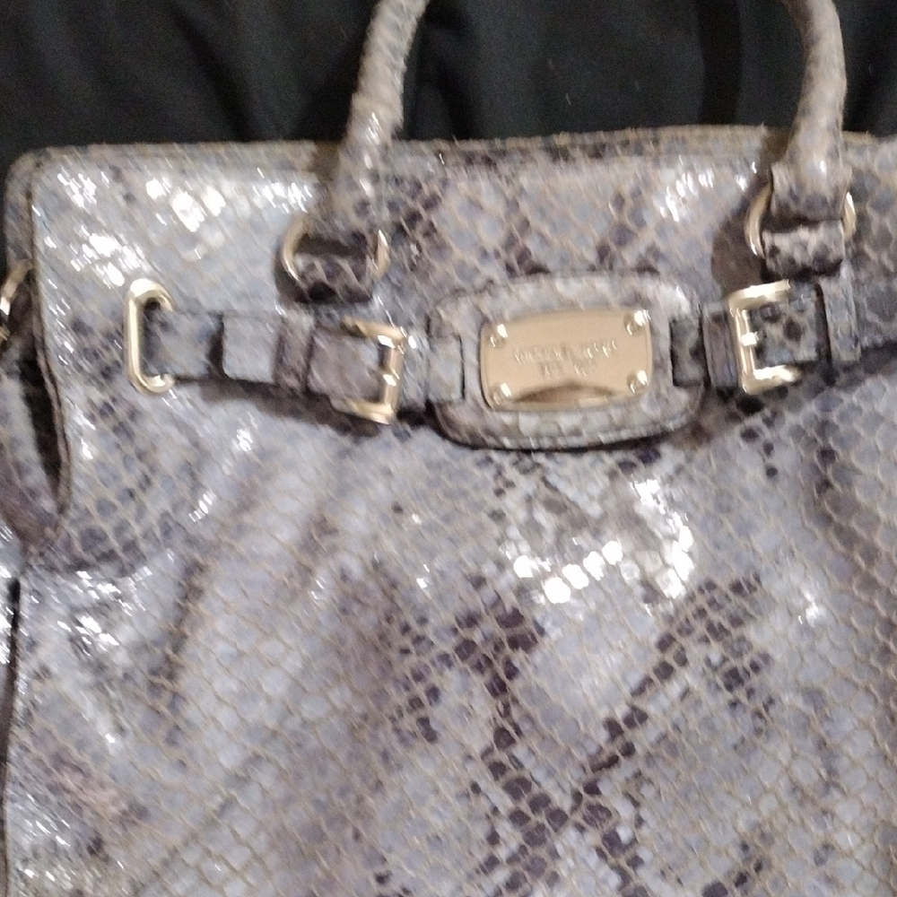 Michael Kors Gray Satchel with Luxurious Snakeskin Pattern